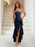 Trumpet/Mermaid Strapless Ruffle Tiered Long Bridesmaid Dresses with Split Side