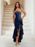 Trumpet/Mermaid Strapless Ruffle Tiered Long Bridesmaid Dresses with Split Side
