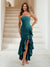 Trumpet/Mermaid Strapless Ruffle Tiered Long Bridesmaid Dresses with Split Side