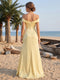 Sheath/Column Off-the-Shoulder Long Bridesmaid Dresses with Ruched & Split Side