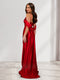 Sheath/Column V-Neck Cold Shoulder Ruched Bridesmaid Dresses with Split Side