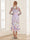 Sheath/Column High Neck Tea-Length Long Sleeves Floral Mother of the Bride Dresses with Appliques