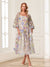 A-Line/Princess Square Neck Puff Sleeves Tea-Length Floral Mother of the Bride Dresses with Appliques