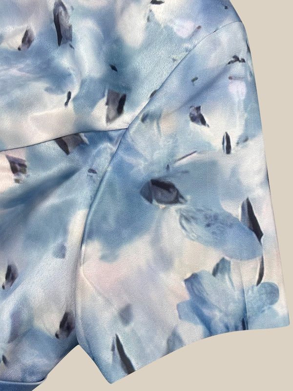 A-Line/Princess Scoop Short Sleeves Printed Floral Mother of the Bride Dresses with Pockets