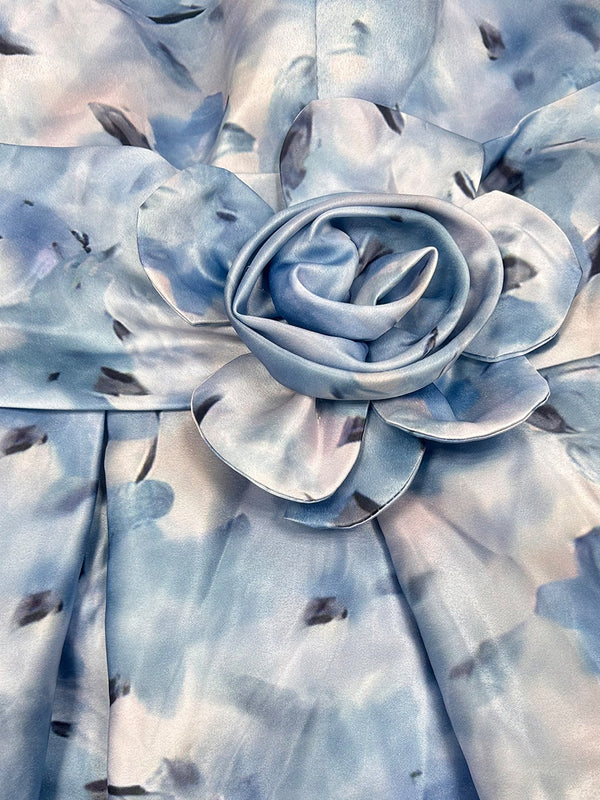 A-Line/Princess Scoop Short Sleeves Printed Floral Mother of the Bride Dresses with Pockets