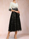 A-Line/Princess Scoop Half Sleeves Tea-Length Mother of the Bride Dresses with Appliques