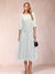 A-Line/Princess Scoop Half Sleeves Tea-Length Mother of the Bride Dresses with Appliques