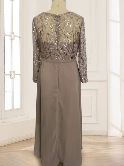 A-Line/Princess Scoop Long Sleeves Floor-Length Mother of the Bride Dresses with Appliques