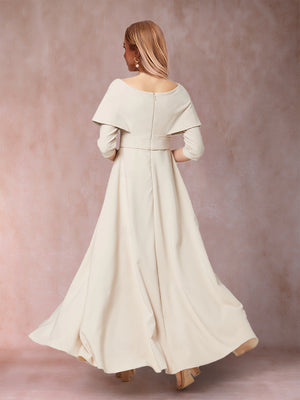 Chiffon V-Neck 3/4 Sleeves Floor-Length Pleated Mother of the Bride Pantsuits with Sash