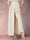 Chiffon V-Neck 3/4 Sleeves Floor-Length Pleated Mother of the Bride Pantsuits with Sash