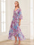 A-Line/Princess V-Neck 3/4 Sleeves High-Low Printed Floral Mother of the Bride Dresses