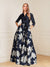 A-Line/Princess Shirt Collar Floor-Length 3/4 Sleeves Printed Floral Mother of the Bride Dresses