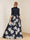 A-Line/Princess Shirt Collar Floor-Length 3/4 Sleeves Printed Floral Mother of the Bride Dresses