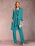 Chiffon Scoop Long Sleeves Floor-Length 3 Pieces Mother of the Bride Pantsuits with Appliques
