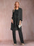 Chiffon Scoop Long Sleeves Floor-Length 3 Pieces Mother of the Bride Pantsuits with Appliques