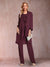 Chiffon Scoop Long Sleeves Floor-Length 3 Pieces Mother of the Bride Pantsuits with Appliques