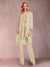 Chiffon Scoop Long Sleeves Floor-Length 3 Pieces Mother of the Bride Pantsuits with Appliques