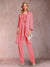 Chiffon Scoop Long Sleeves Floor-Length 3 Pieces Mother of the Bride Pantsuits with Appliques