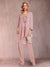 Chiffon Scoop Long Sleeves Floor-Length 3 Pieces Mother of the Bride Pantsuits with Appliques