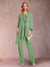 Chiffon Scoop Long Sleeves Floor-Length 3 Pieces Mother of the Bride Pantsuits with Appliques