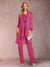 Chiffon Scoop Long Sleeves Floor-Length 3 Pieces Mother of the Bride Pantsuits with Appliques