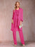 Chiffon Scoop Long Sleeves Floor-Length 3 Pieces Mother of the Bride Pantsuits with Appliques