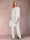 Chiffon Scoop Long Sleeves Floor-Length 3 Pieces Mother of the Bride Pantsuits with Appliques