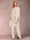 Chiffon Scoop Long Sleeves Floor-Length 3 Pieces Mother of the Bride Pantsuits with Appliques