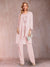 Chiffon Scoop Long Sleeves Floor-Length 3 Pieces Mother of the Bride Pantsuits with Appliques