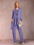 Chiffon Scoop Long Sleeves Floor-Length 3 Pieces Mother of the Bride Pantsuits with Appliques