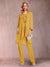 Chiffon Scoop Long Sleeves Floor-Length 3 Pieces Mother of the Bride Pantsuits with Appliques