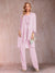 Chiffon Scoop Long Sleeves Floor-Length 3 Pieces Mother of the Bride Pantsuits with Appliques