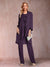 Chiffon Scoop Long Sleeves Floor-Length 3 Pieces Mother of the Bride Pantsuits with Appliques