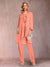 Chiffon Scoop Long Sleeves Floor-Length 3 Pieces Mother of the Bride Pantsuits with Appliques