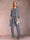 Chiffon Scoop Long Sleeves Floor-Length 3 Pieces Mother of the Bride Pantsuits with Appliques