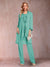 Chiffon Scoop Long Sleeves Floor-Length 3 Pieces Mother of the Bride Pantsuits with Appliques