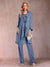 Chiffon Scoop Long Sleeves Floor-Length 3 Pieces Mother of the Bride Pantsuits with Appliques