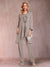 Chiffon Scoop Long Sleeves Floor-Length 3 Pieces Mother of the Bride Pantsuits with Appliques