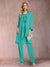 Chiffon Scoop Long Sleeves Floor-Length 3 Pieces Mother of the Bride Pantsuits with Appliques