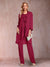 Chiffon Scoop Long Sleeves Floor-Length 3 Pieces Mother of the Bride Pantsuits with Appliques