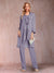 Chiffon Scoop Long Sleeves Floor-Length 3 Pieces Mother of the Bride Pantsuits with Appliques
