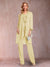 Chiffon Scoop Long Sleeves Floor-Length 3 Pieces Mother of the Bride Pantsuits with Appliques