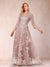 A-Line/Princess Illusion Scoop Floor-Length 3/4 Sleeves Mother of the Bride Dresses with Appliques