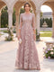 A-Line/Princess Illusion Scoop Floor-Length 3/4 Sleeves Mother of the Bride Dresses with Appliques