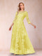 A-Line/Princess Illusion Scoop Floor-Length 3/4 Sleeves Mother of the Bride Dresses with Appliques