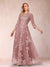 A-Line/Princess Illusion Scoop Floor-Length 3/4 Sleeves Mother of the Bride Dresses with Appliques