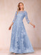 A-Line/Princess Illusion Scoop Floor-Length 3/4 Sleeves Mother of the Bride Dresses with Appliques