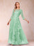 A-Line/Princess Illusion Scoop Floor-Length 3/4 Sleeves Mother of the Bride Dresses with Appliques