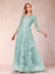 A-Line/Princess Illusion Scoop Floor-Length 3/4 Sleeves Mother of the Bride Dresses with Appliques