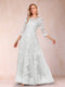 A-Line/Princess Illusion Scoop Floor-Length 3/4 Sleeves Mother of the Bride Dresses with Appliques